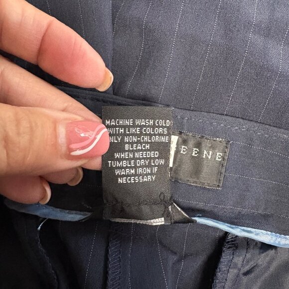 Geoffrey Beene Sport Navy Pinstripe Stretch Trousers Womens Size 10R Pants NEW - Picture 6 of 8